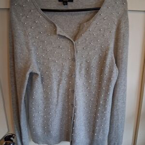 Charter Club Light Gray Pearl Women's Cardigan